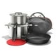 thumbnail image 1 of Juego de utensilios de cocina para acampar OXO Outdoor de 8 piezas: sartén de acero al carbono precurado de 25 cm, cacerolas de acero inoxidable de 2,25 y 5 cuartos con tapa, asa extraíble, salvamante, 1 of 5