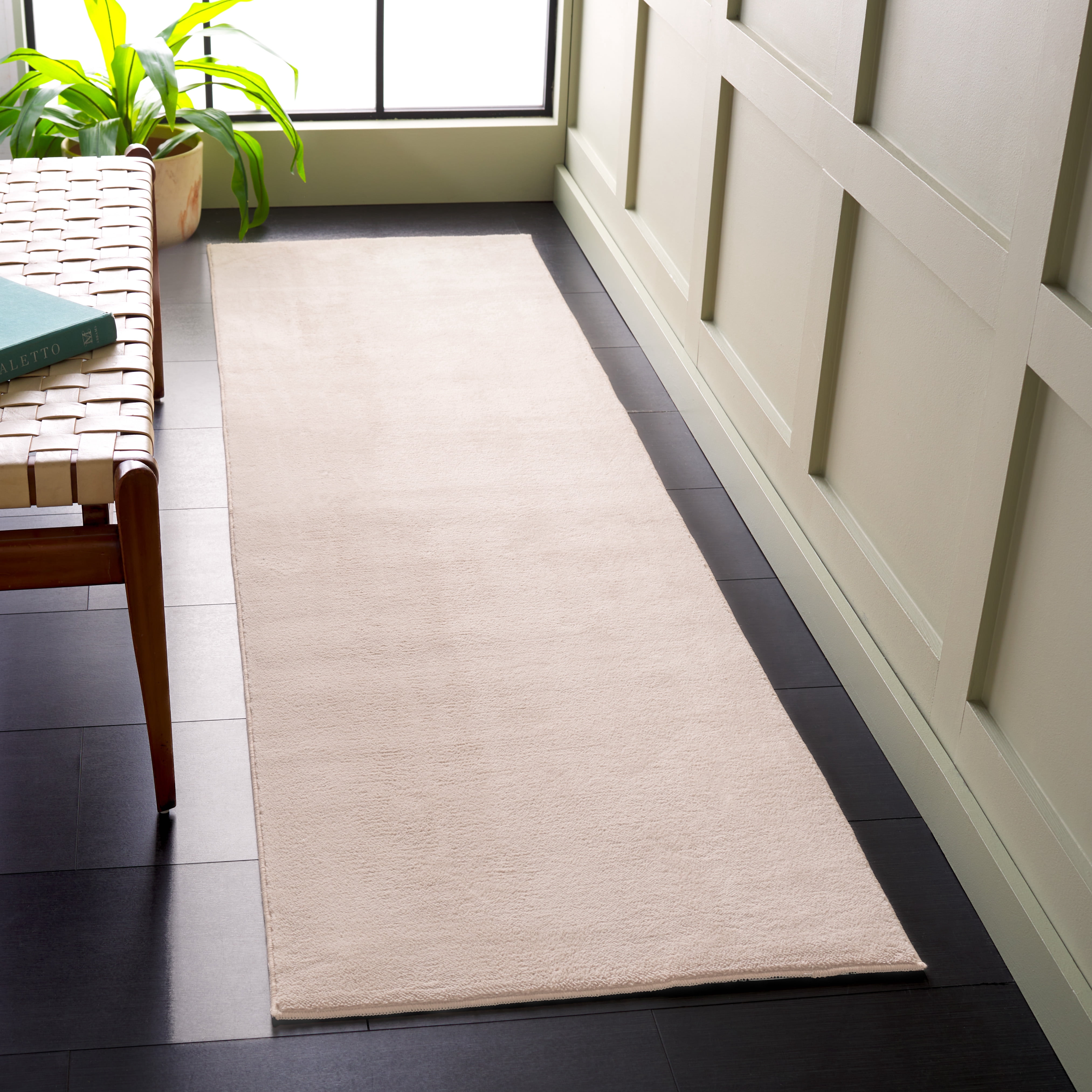 SAFAVIEH Loft Kalya Solid Machine Washable Runner Rug, Beige, 2'3" x 6'