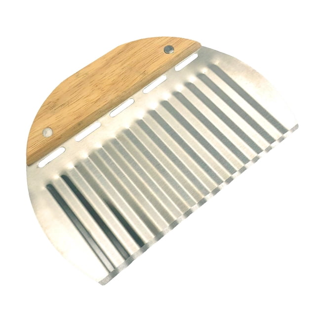 HBFAGFB Large Wood Handle Crinkle Cutter, French Fry Wavy Slicer for Carrot, Vegetable Chopping