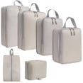 thumbnail image 2 of 6 cubos de compresión para equipaje, bolsas de aseo transpirables, equipaje de viaje beige, 2 of 9