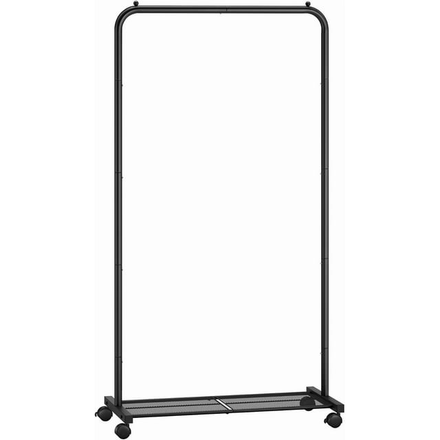 Clothes Rack with Wheels . Garment Rack Clothing Rack for Hanging Clothes with Dense Mesh Storage Shelf lb Load Capacity Brakes Steel Frame UHSRBK