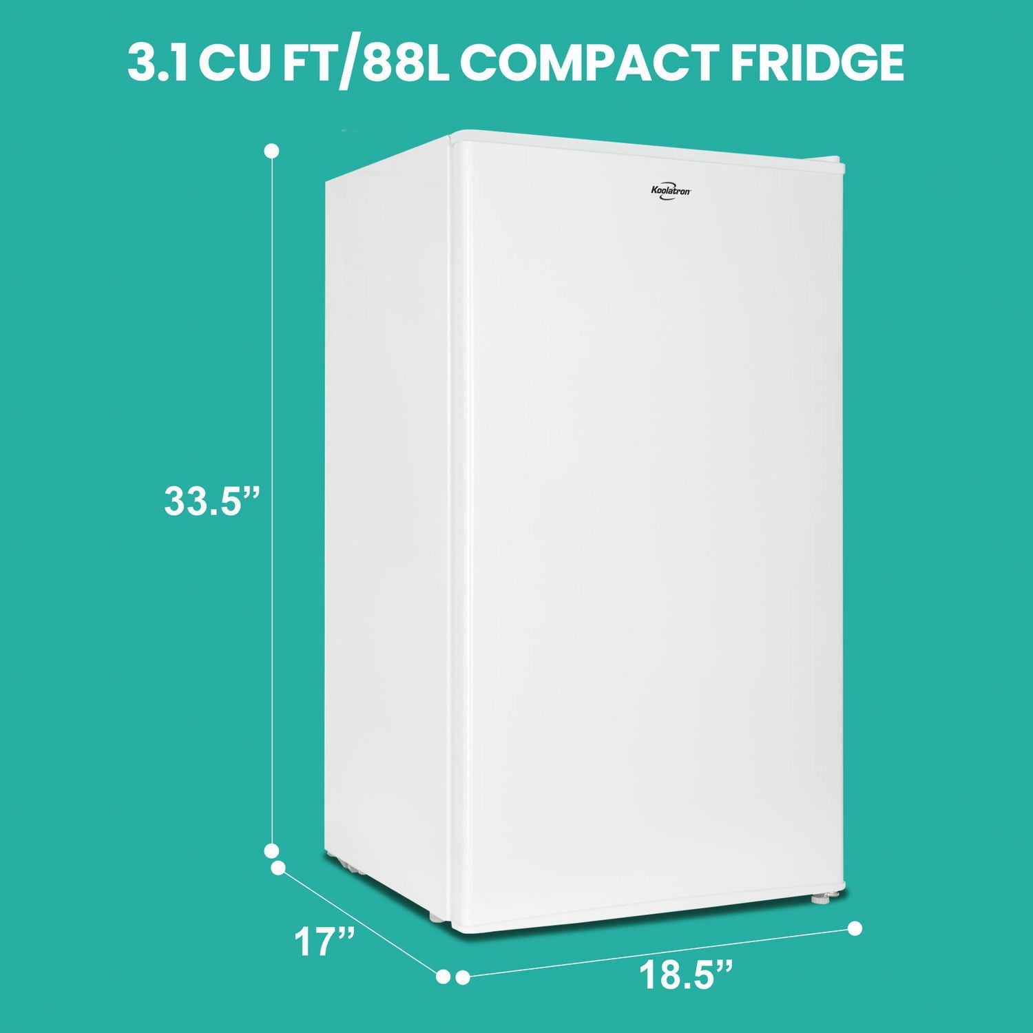 Koolatron 3.2 cu.ft. Compact Fridge with Freezer, White, Space-Saving Fridge for Dorms & Apartments