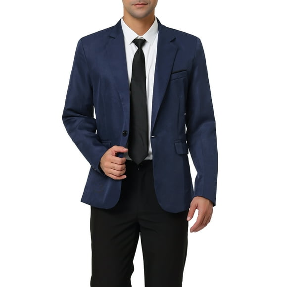BLAZER DE HOMBRE INSPIRE CHIC De Un Botón Con Solapa Con Muesca Y Bolsillo De Pecho, Blazer Con Solapa Frontal XL Azul Marino