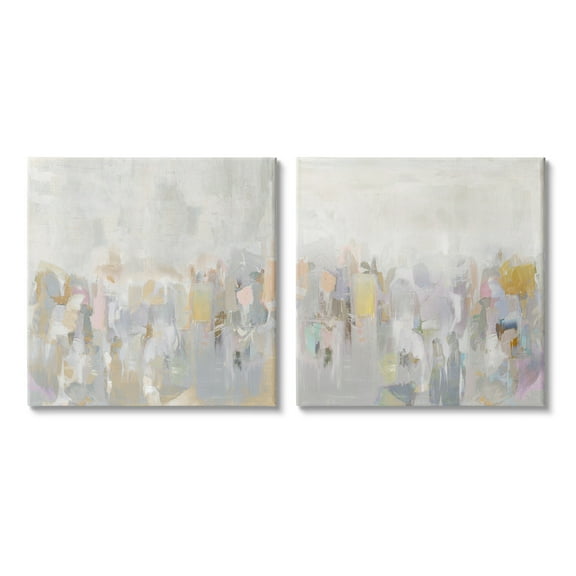 Stupell Industries Subtle Neutral Abstraction Abstract Painting Gallery Wrapped Canvas Art Print Wall Art, 17 x 17, Set of 2