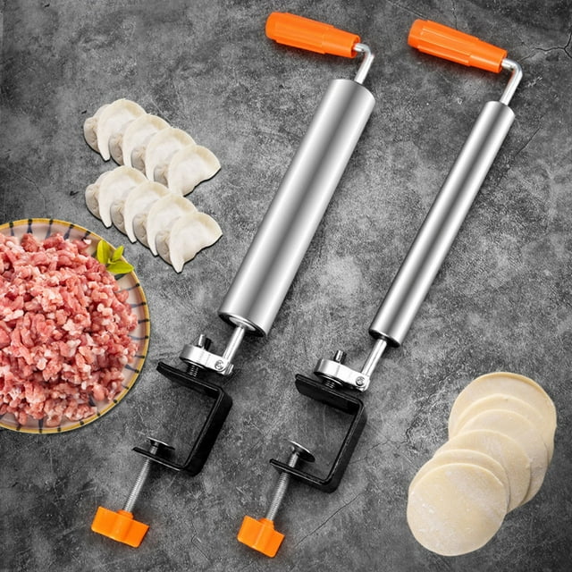 Kadlawus 2 Pcs Rouleau à Pâtisserie en Acier Inoxydable, Rouleau Fixe en Acier Inoxydable 304, Rouleau à Pâte Lestée pour Pâtisserie, Pizza, Ravioli