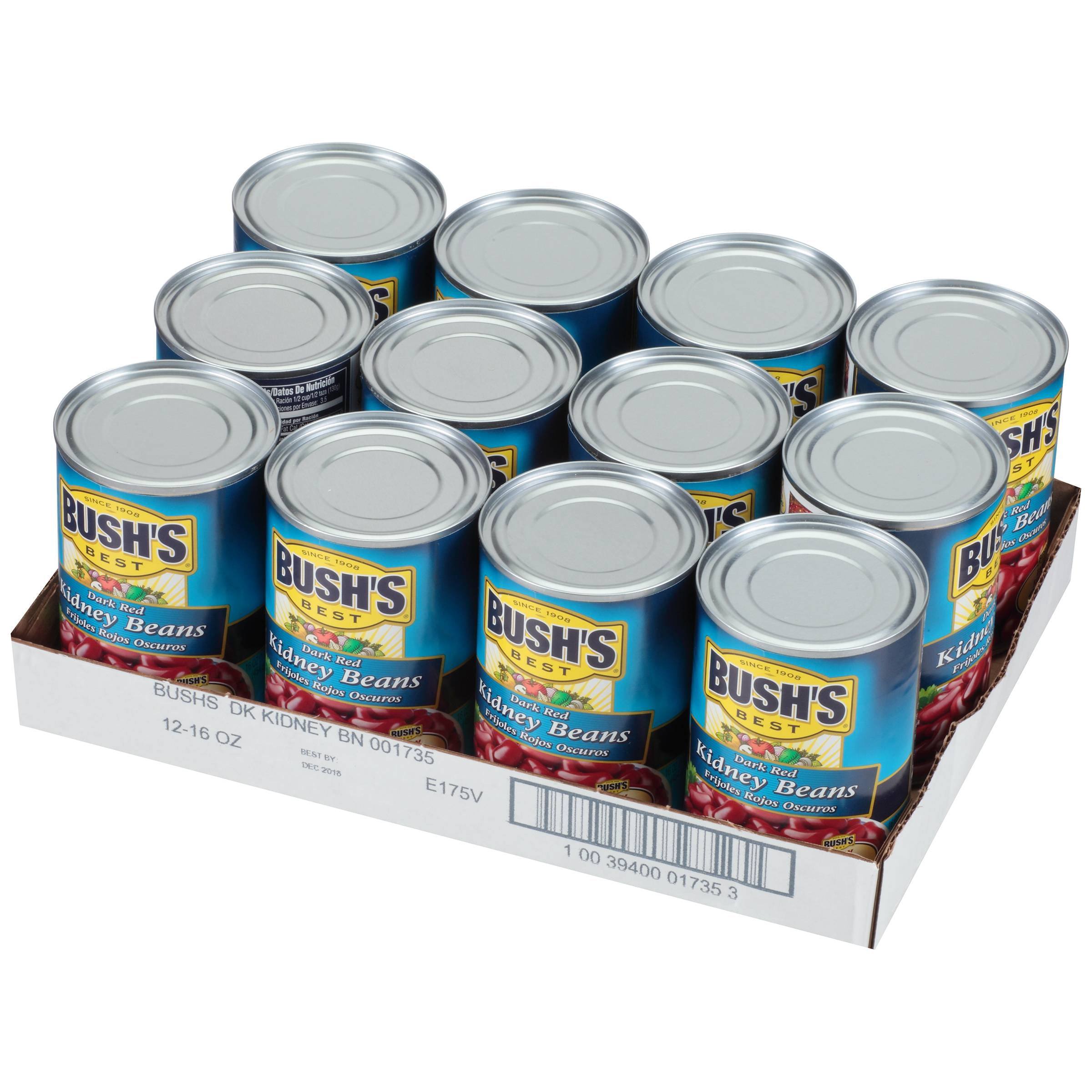 Bush's Best Seasoned Kidney Beans, 16 oz (12 cans)