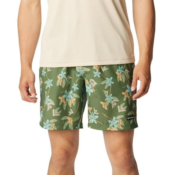 Columbia Mens Regular fit Casual Shorts XL / 6 Green Floral Stretch