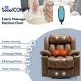 thumbnail image 3 of SOCIALCOMFY Manual Swivel Glider Rocker Recliner Chair with Heated Massage, 360° Swivel Overstuffed Lounge Chair with 2 Cup Holders, Side Pockets & USB Ports for Living Room, Brown, 3 of 7