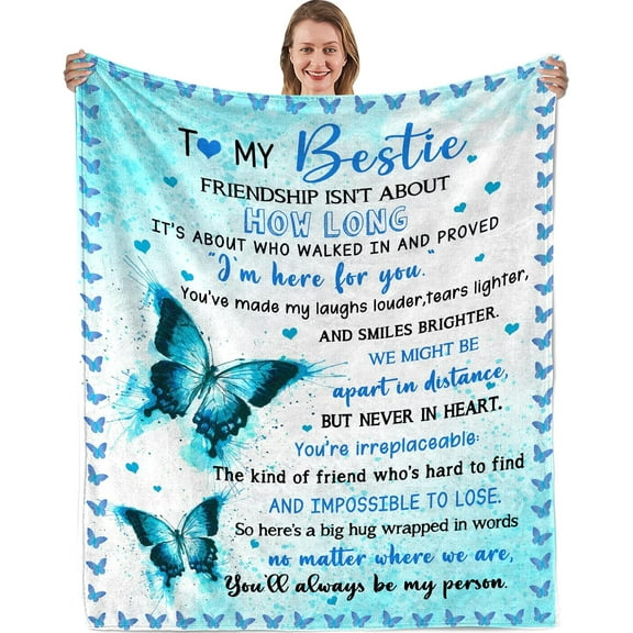 Bestie Gifts for Women, Besties Birthday Gifts Blanket, Long Distance Friendship Gift for Best Friend Woman, Besties Sister Gift Throw Blanket 50 x 60 Inch