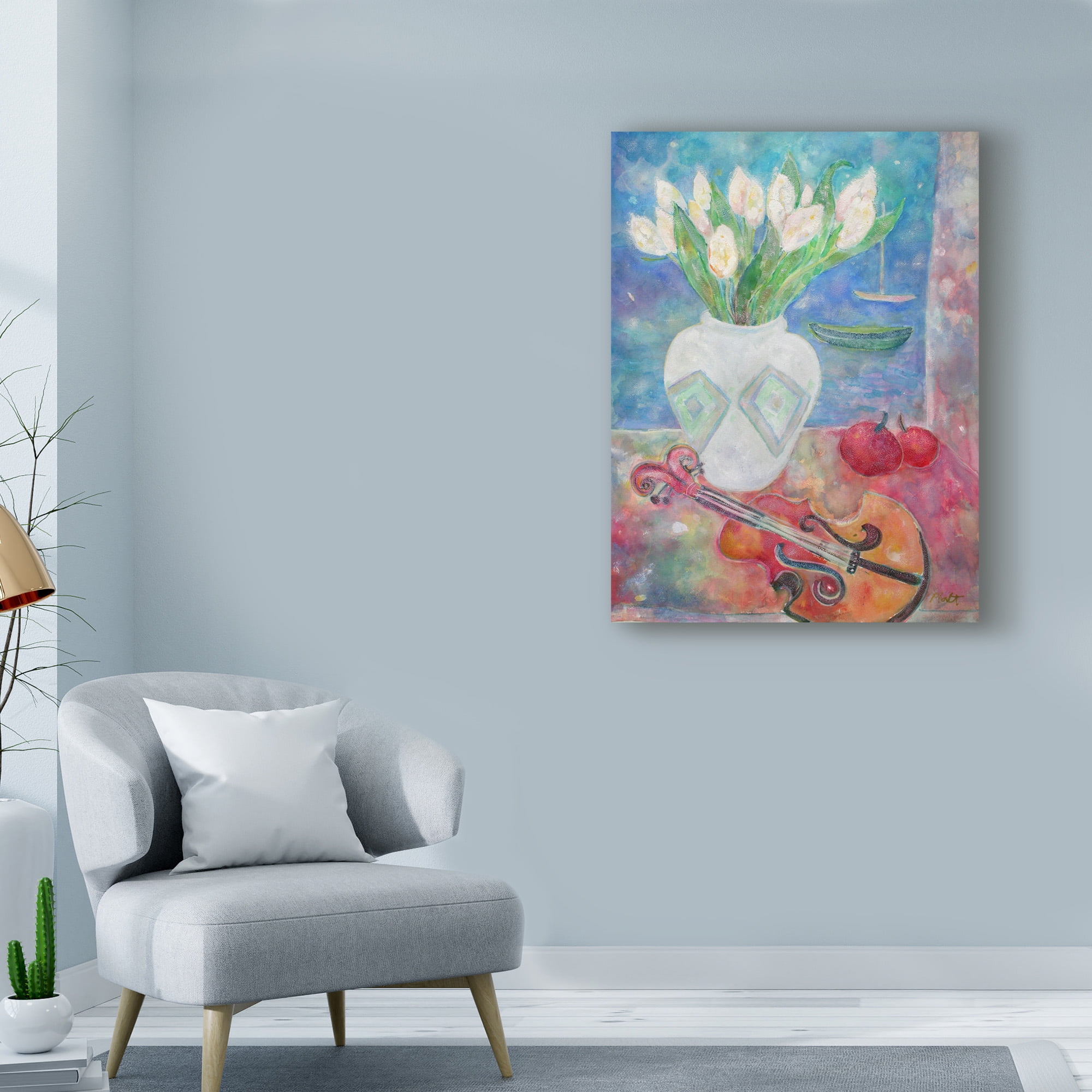 Trademark Fine Art 'Violin With Flowers' Canvas Art by Lorraine Platt