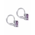 thumbnail image 2 of PalmBeach Jewelry 2.50 TCW Oval Cut Genuine Purple Amethyst and Round Cubic Zirconia Sterling Silver Earrings, 18x6mm, 2 of 4