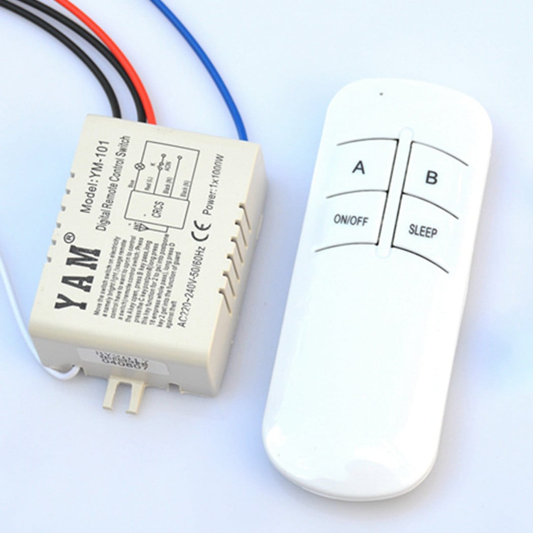 Geege 1 Way on/off 220V Wireless Digital Lamp Light RF Remote Control Switch  