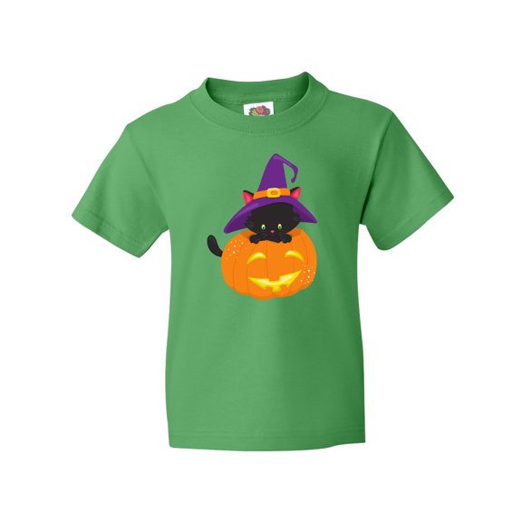 Inktastic Black Cat, Pumpkin, Cat With Witch Hat, Halloween Youth T-Shirt
