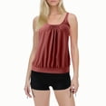 thumbnail image 1 of Womens Swimsuits Solid Color Stylish Ruffle Tankini Tops with Boyshorts Brown Bathing Suits for Women S, 1 of 6