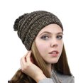 thumbnail image 4 of NYFASHION101 Unisex Multicolor Warm Cable Knit Slouch Pom Pom Beanie Cap - Black/Dk Beige, 4 of 4