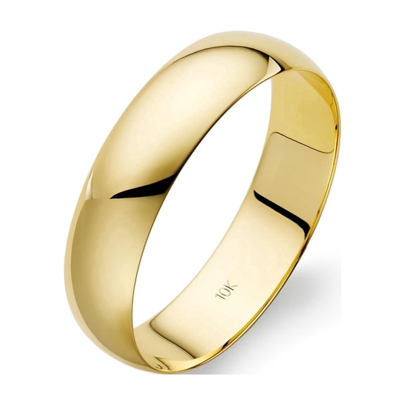 Men's 10K Solid Gold Wedding Band, 5mm, Classic Fit, High-Polish Ring, 10K Yellow Gold (Stamped for Authenticity), Size 12
