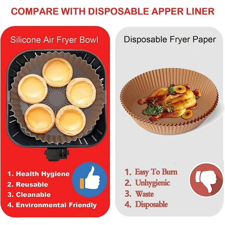 BYKITCHEN Square Air Fryer Silicone Liners, 8 Inch Thicker Reusable  Silicone Air Fryer Liners Fit for 5 to 6.5 QT, Air Fryer Accessories for  Cosori