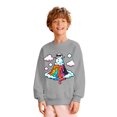 thumbnail image 2 of Crewneck Sweatshirt Kids Graphic Loose Crew Neck Long Sleeve Pullover Hoodless Sweatshirt Grey 7-8 Years, 2 of 4