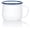White/Navy Blue Rim, variant on Red Co. Set of 4 Enamelware Metal 12 Oz Round Camping Mugs with Handle, Solid White/Navy Blue Rim