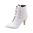 thumbnail image 2 of BONIXOOM Womens Boots High Heel Rubber Buckle Mid-Calf Winter White, 2 of 6