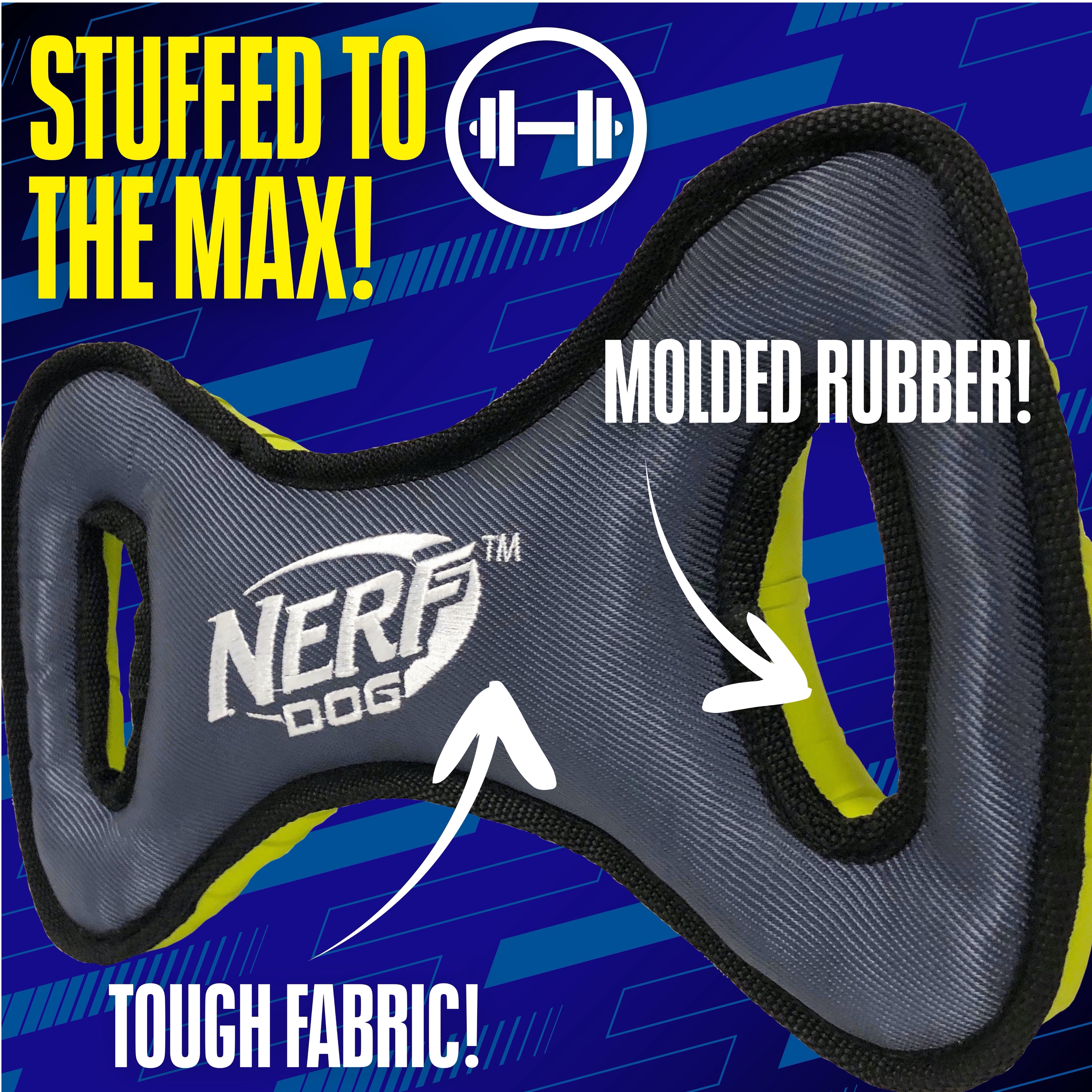 Nerf Dog Rubber/Nylon Extra Stuffed Plush Infinity Chew & Tug Dog Toy, 12.5 inch