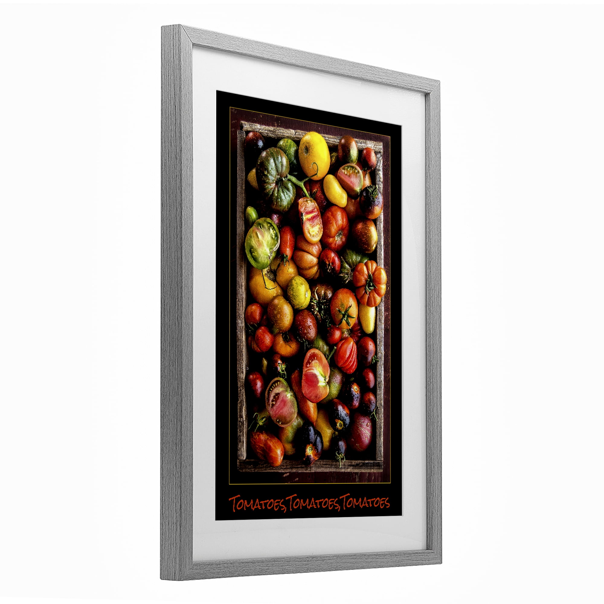 Stupell Industries Ripe & Bountiful Tomato Harvest Gray Framed Print Under Glass, design by Carl Kravats