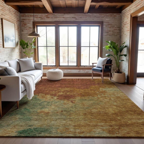 Addison Rugs Mayfield Premium Machine Washable Transitional Watercolors Paprika Rectangle Rug, 10' x 14'