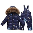 thumbnail image 1 of Kids Toddler Down Jacket Snow Pants Set,2-Piece Snowsuit Set Windproof Warm Hood Down Jacket Coat Jumpsuit Rompers Ski Suit for Boys Girls, 1 of 8