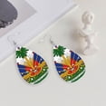 thumbnail image 4 of Leather Earrings Dangle Drop For Women Coat Of Arms Of Haiti Teardrop Earrings Lightweight Gifts, 4 of 6