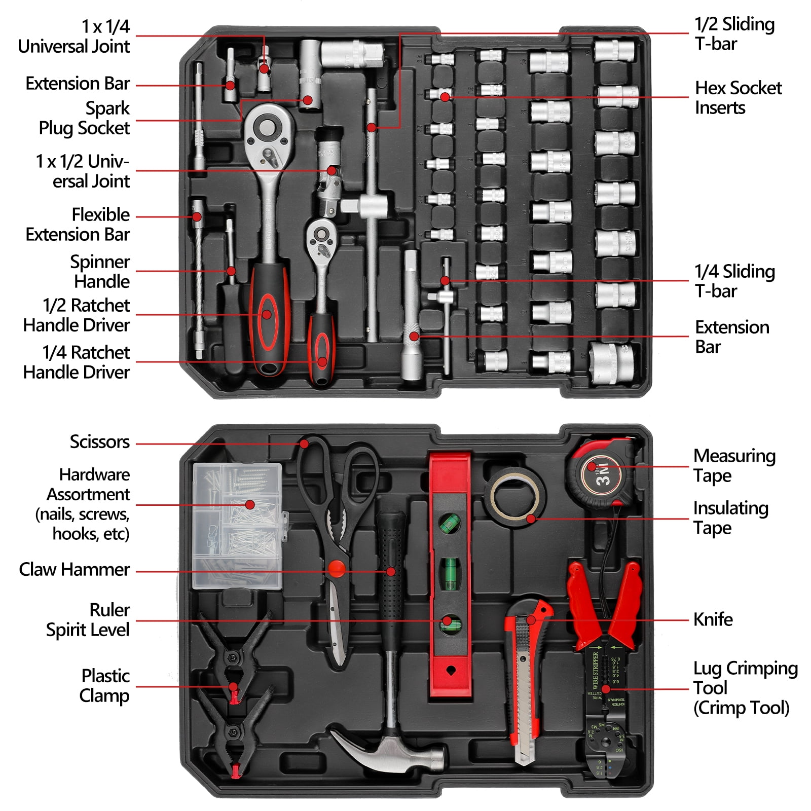 Pirecart 799pcs Mechanic Tool Box Set, with Aluminum Trolley Case,for Home, Dorm,Garage, and Automotive