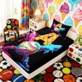 thumbnail image 5 of Erosebridal Letter A Dripping Waffle Baseball Print Twin Sheet Sets, Sports Monogram Bedding for Kids Boys and Girls, 1 Flat Sheet, 1 Fitted Sheet and 1 Pillowcase, 5 of 6