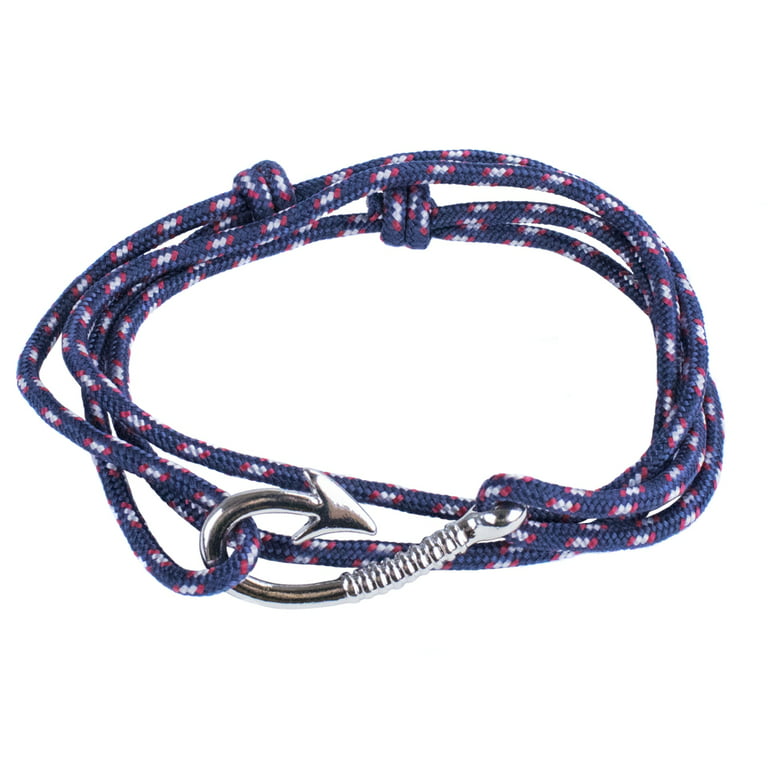 Paracord Wrap Bracelet with Silver Anchor Clasp - Royal Blue