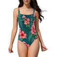 thumbnail image 6 of Enjoytime Swim Suits for Women Ruched Floral Printed One Piece Bathing Suit Square Neck Monokini Tummy Control Swimwear, 6 of 8