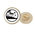 thumbnail image 1 of Black Coconut Tree Beach Round Metal Golden Pin Brooch Clip, 1 of 3