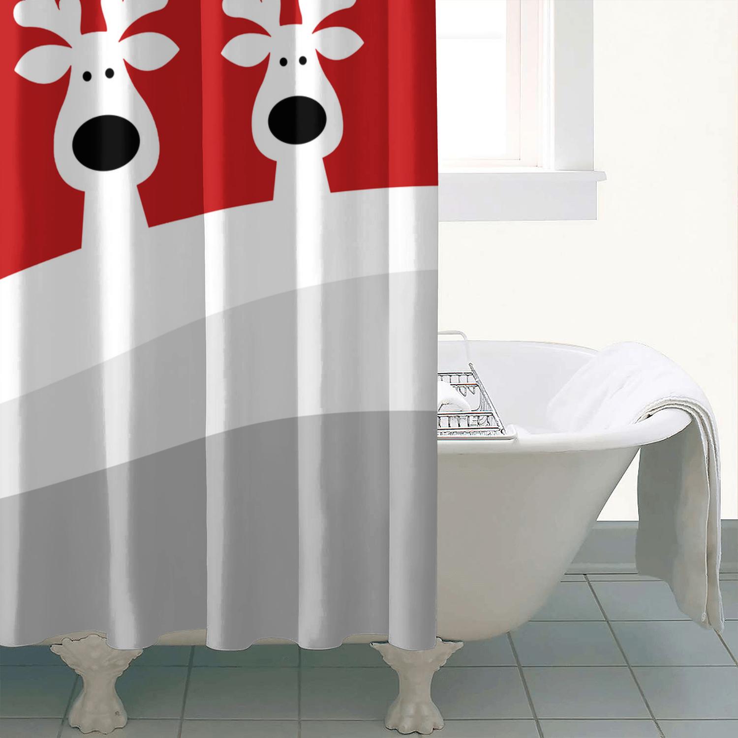 Christmas Shower Curtain, Merry Christmas Shower Curtains for Bathroom, Winter Farmhouse Bathroom Home Decor, Cute Winter Holiday New Year Snowman Decor 72X72 Waterproof Fabric with Hooks