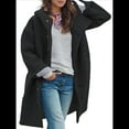 thumbnail image 1 of Chaqueta Cortavientos Informal con Capucha y Botonadura Sencilla de Invierno para Mujer Negro L, 1 of 6