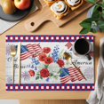 thumbnail image 2 of Independence Day Placemats Set of 6, Red Blue USA Flag Floral Fireworks Wood Grain Non-Slip Place Mats Washable Table Mats for Kitchen Dining Table Decorations Indoor/Outdoor, 2 of 9