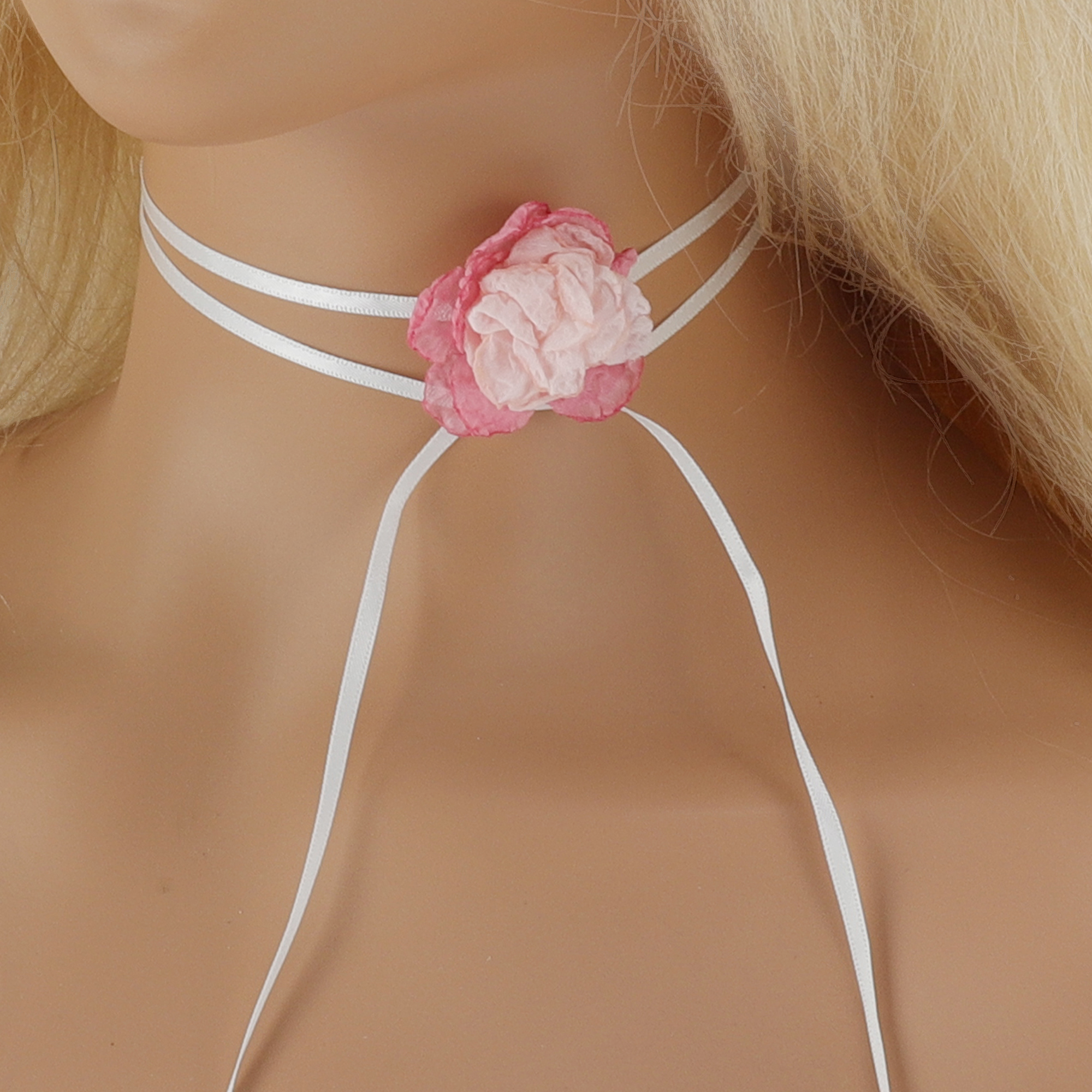 Unique Bargains Stylish Flowers Choker Necklace Pink