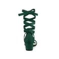 thumbnail image 2 of BLISSFUL STEP Women's Shoes Lace up Open Toe Low Heel Block Heel Sandals Green 6.5, 2 of 8