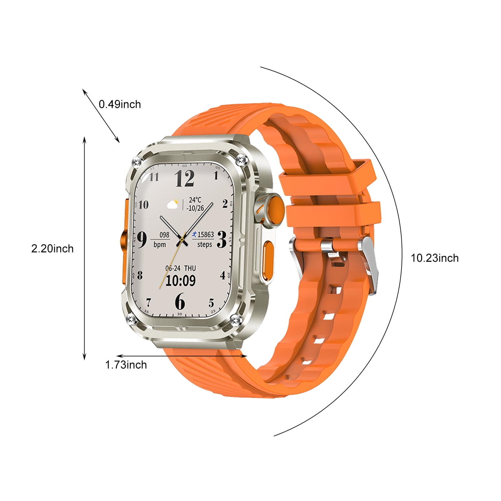 Jubipavy Smart Wearable Watch Multifunction HD Rectangular Screen Wireless Magnetic Charging NFC Access Control Motion Record IP68 Watertightness Bluetooth Function
