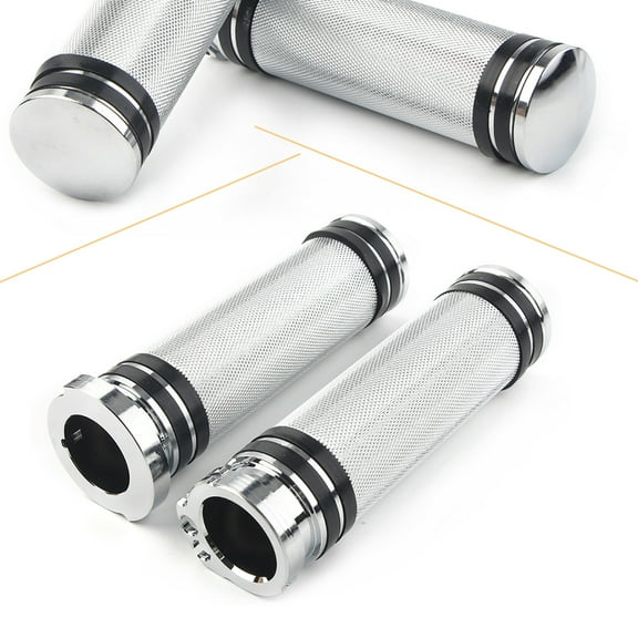 ZS Chrome Motorcycle Handlebar Hand Grips 1'' For Harley Sportster Dyna Softail V-Rod Touring 1996-2004 2005 2006 2007