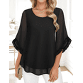 thumbnail image 5 of Weardear Blouses for Women Dressy Casual Womens 3/4 Ruffle Sleeve Tops Flowy Chiffon Blouses Double Layers Casual Shirts Tops, 5 of 6