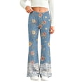 thumbnail image 2 of Auroural Pants for Girls 10-12 Flare Leg Kids Girls Cute Flower Lace Print Soft Elasticity Casual Flared Trousers Pants, 2 of 8