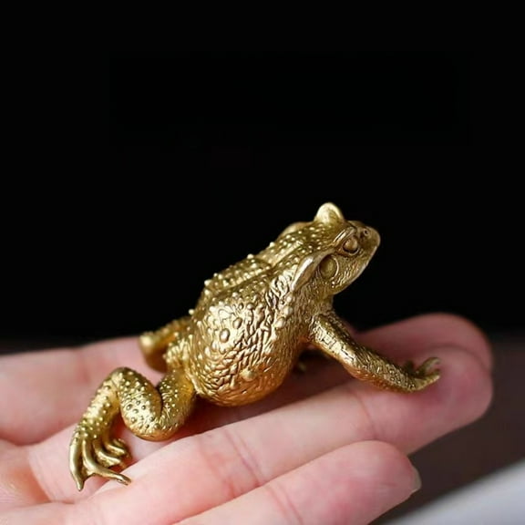Solid Brass Three Legged Toad Figurine Feng Shui Wealth Ornament Lucky Home Decor Chinese Style Desktop Display