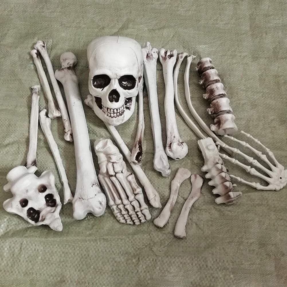 28pcs Bag of Bones Human Skull Skeleton Haunted Halloween Pirate Party Decor 