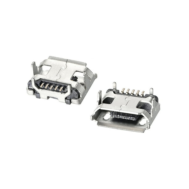 Uxcell 5-Pin DIP 90 degree Micro USB Connector Plug Port Adapter Metal 10pcs - Walmart.com