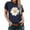 Navy, variant on Ichuanyi Womens Shirts , Plus Size Women Short Sleeve Floral Printed Sunflower O-Neck Tops T-Shirt Blouse