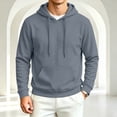 thumbnail image 6 of Men's Hooded Long Sleeve Solid Sweatshirt Warm Casual Pullover Comfortable Basic Top with Kangaroo Pocket for Fall Winter Everyday Wear and Weekend Outings Dark Gray S, 6 of 6