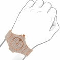 thumbnail image 3 of Fully Iced Baguette Simulated Diamond 18K Rose Gold W/White CZ  Finish 5 ATM Water Resistant Solid Stainless Steel Back Mens Watch W/Date Function 45mm, 3 of 5