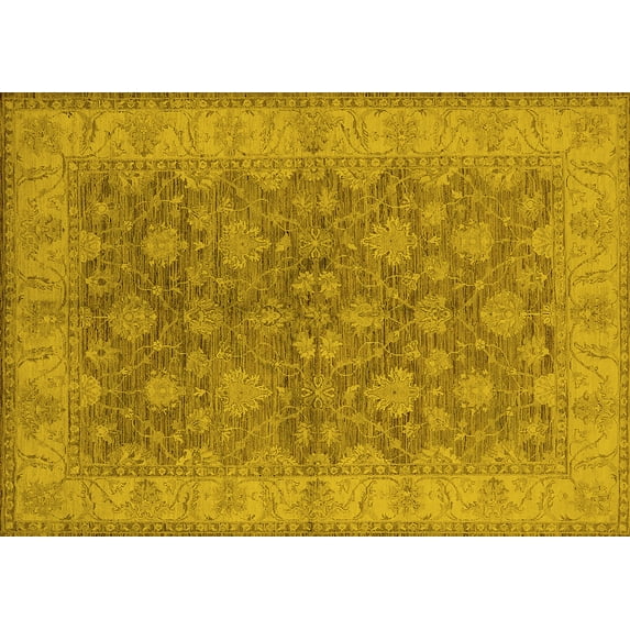 Ahgly Company Indoor Rectangle Oriental Yellow Traditional Area Rugs, 2' x 5'
